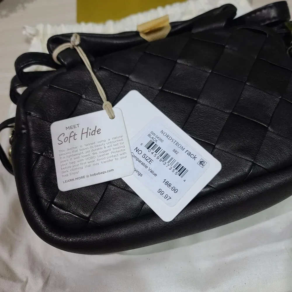 HOBO Maze Woven Leather Satchel / Black NWT